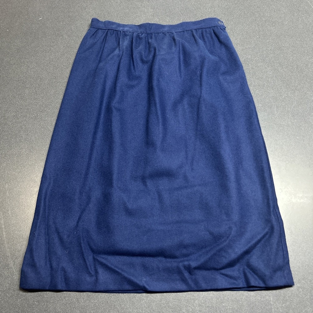 Vintage Lined Navy Blue Wool Skirt Size 14 Old Money Academia 90s A-line Pleated